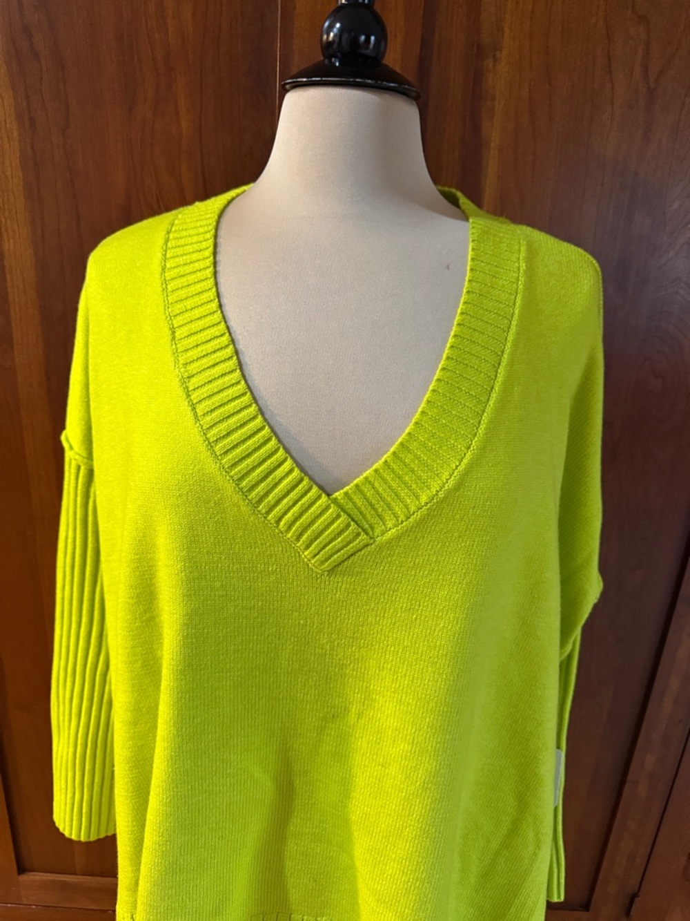 Free People Orion A Line Oversized Tunic Sweater in Acid Lime - Picture 3 of 6